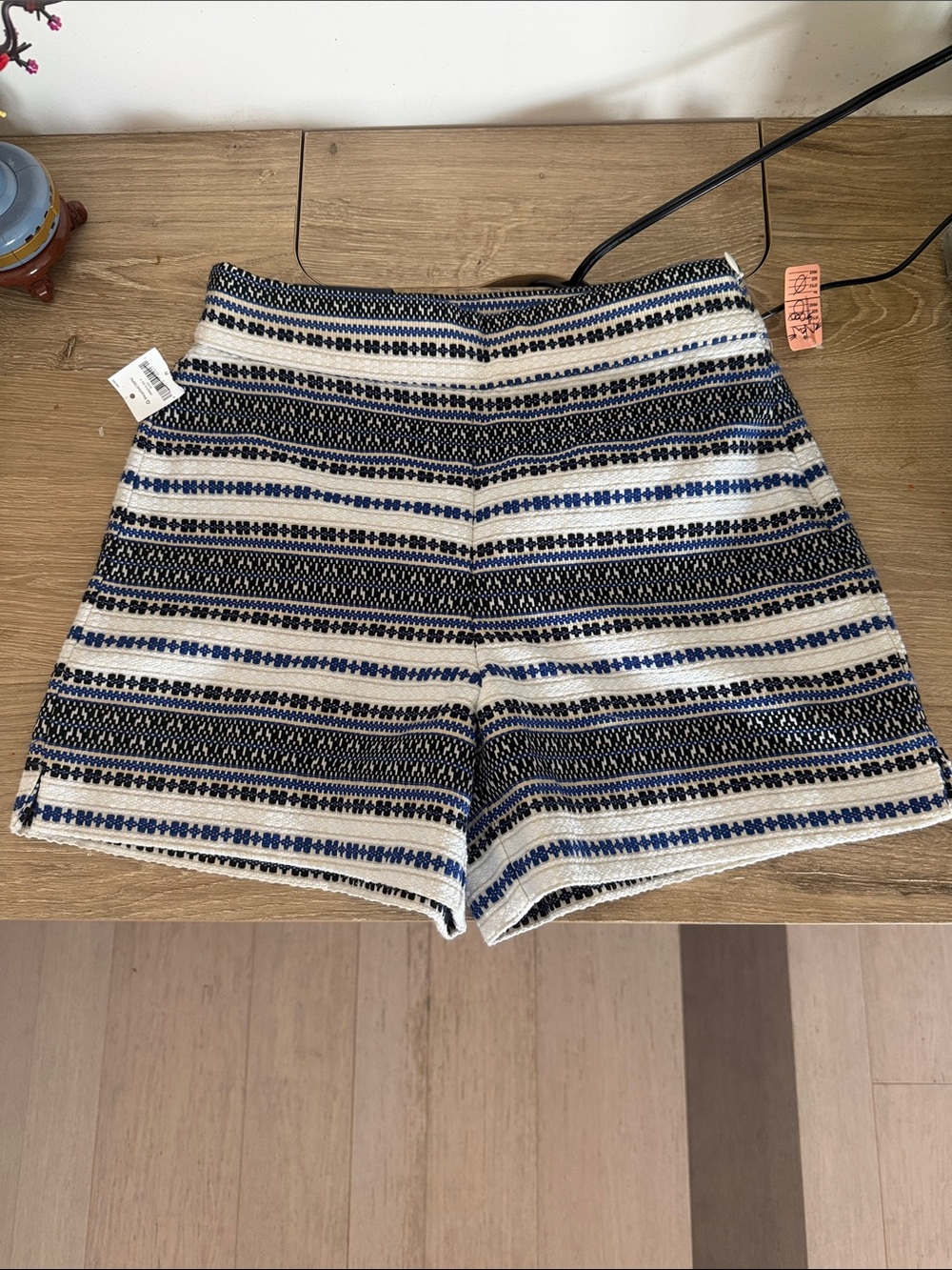 GAP Striped Knit Bermuda Shorts — Blue and White